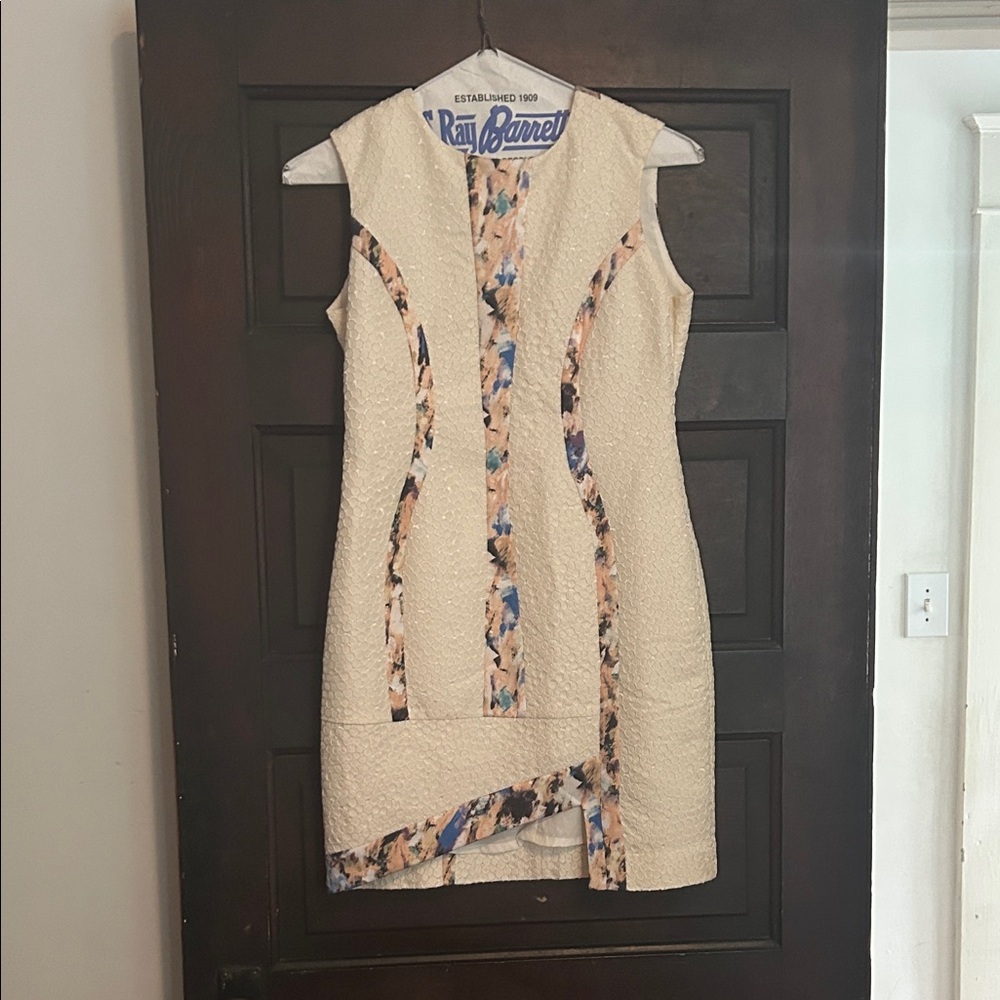 Elliatt Cream and Floral Asymmetrical Dress
